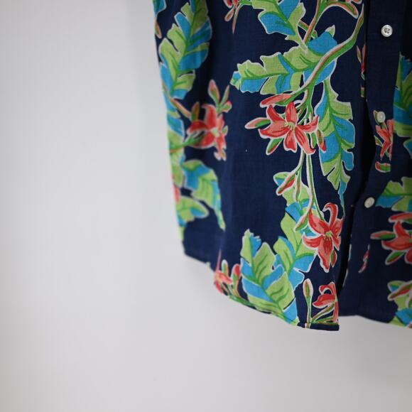 Land's End Mens Linen Hawaiian Tropical Button Up Shirt XL T - Picture 13 of 13